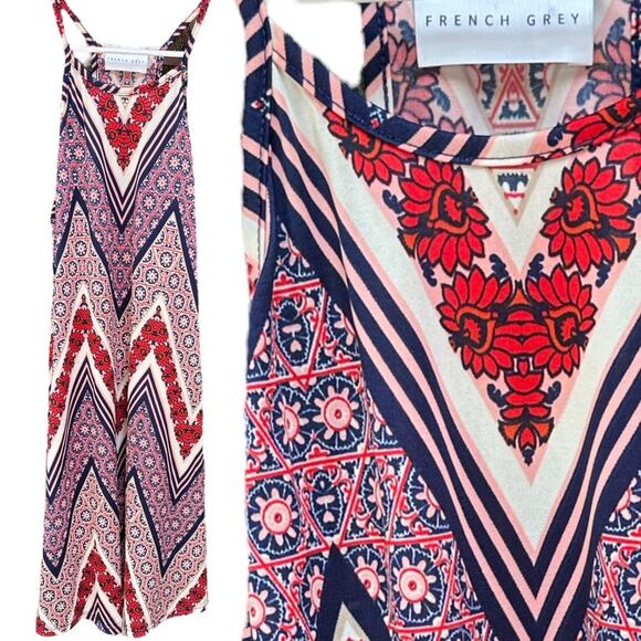 NWOT Anthropologie French Gray Mini Dress Orange Blue Floral Size Small - Picture 5 of 5